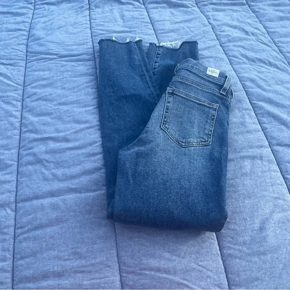 Frank and Eileen Cork Everyday Blue Denim Jeans Straight Crop Raw Hem size 24